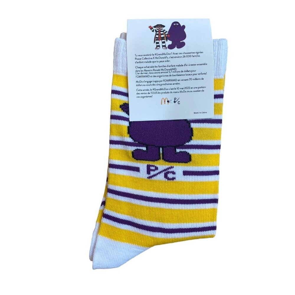 McDonalds Grimace Socks Peace Collective Yellow Purple 2023 Canada Exclusive